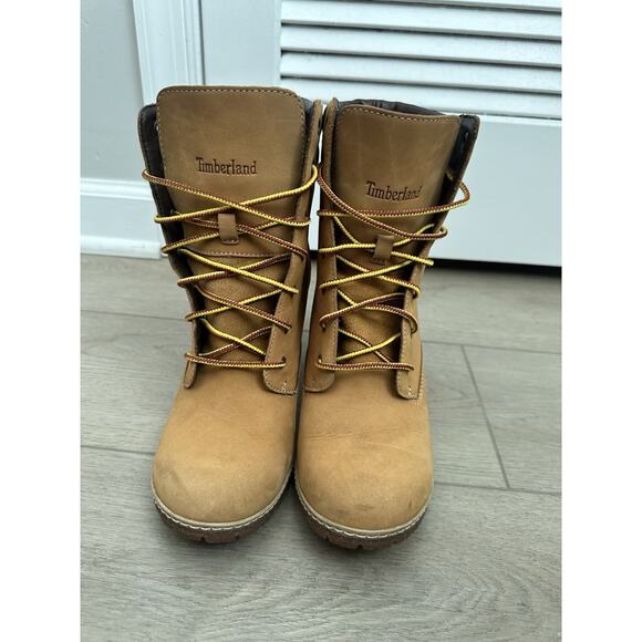 Timberland tillston wheat tan nubuck pump heel boots women’s size 9 - Picture 3 of 6